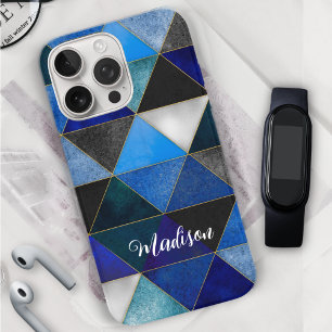 Coque iPhone 16 Pro Bleu chic gris turquoise