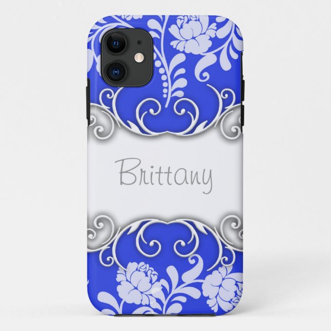 Coques Case-Mate iPhone Bleu Clair avec Roses Blanches Personnalisé (Dos)