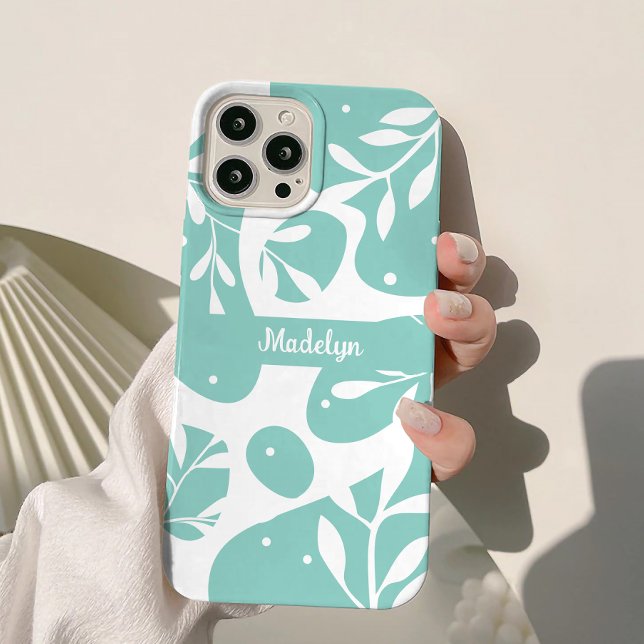 Coques Case-Mate iPhone Bleu clair botanique Floral personnalisé (Créateur téléchargé)