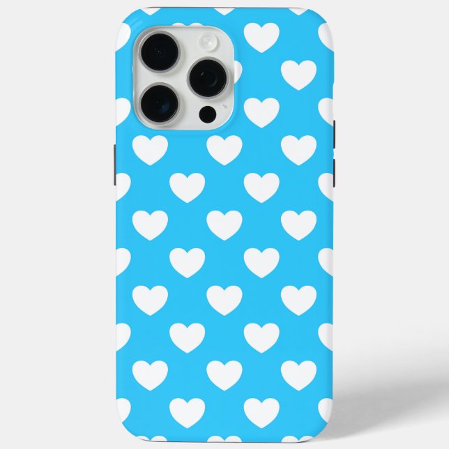 Coques Case-Mate iPhone Bleu Clair - Coeurs Pointe Polka Stylish (Verso)