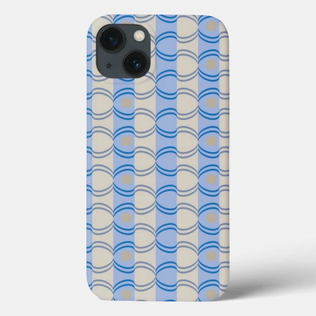 Coques Case-Mate iPhone Bleu courant Tan de Candystripe (Verso)