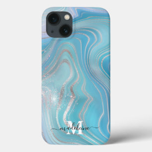 Case-Mate iPhone Case Bleu cristal marbre Iridescente Agate
