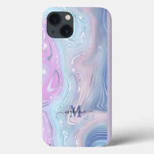 Case-Mate iPhone Case Bleu cristal marbre Iridescente Agate