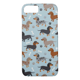 Case-Mate iPhone Case Bleu de Dachshund Paws et Bones Motif