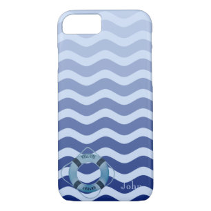 Case-Mate iPhone Case Bleu de marine nautique Vagues Bleue de la Marine