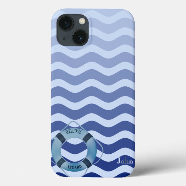 Coques Case-Mate iPhone Bleu de marine nautique Vagues Bleue de la Marine (Verso)