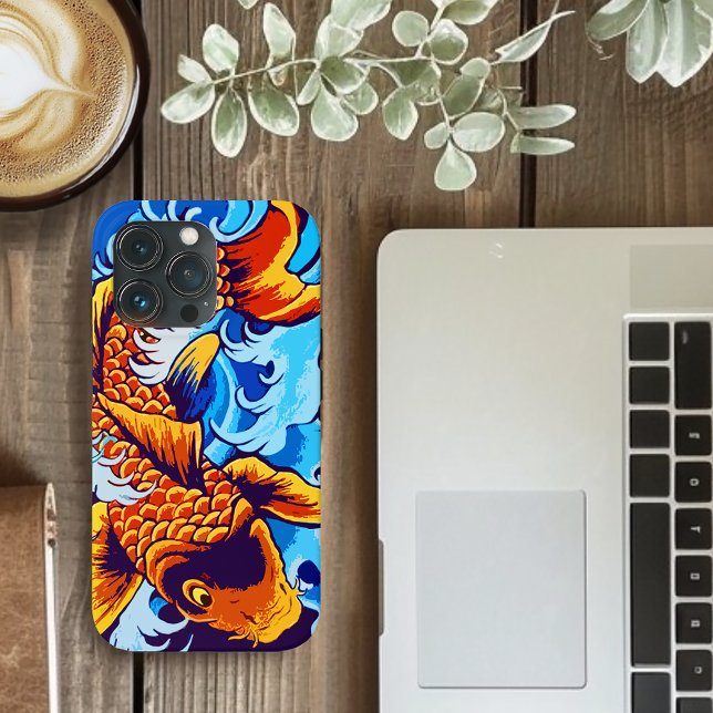 Coques Case-Mate iPhone Bleu de poisson orange Koi (Créateur téléchargé)