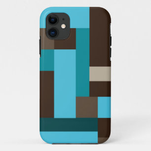 Coque iPhone 11 Bleu de turquoise Teal et art moderne géométrique