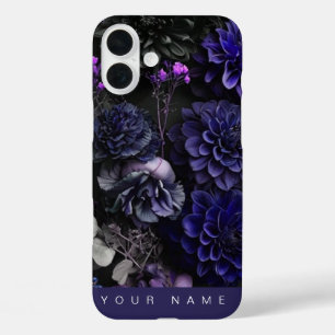 Coque Pour iPhone 16 Plus Bleu des fleurs hantées