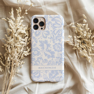 Coque Case-Mate iPhone Bleu élégant Floral Botanique