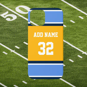 Coque Case-Mate iPhone Bleu en poudre et Gold Sports Stripe