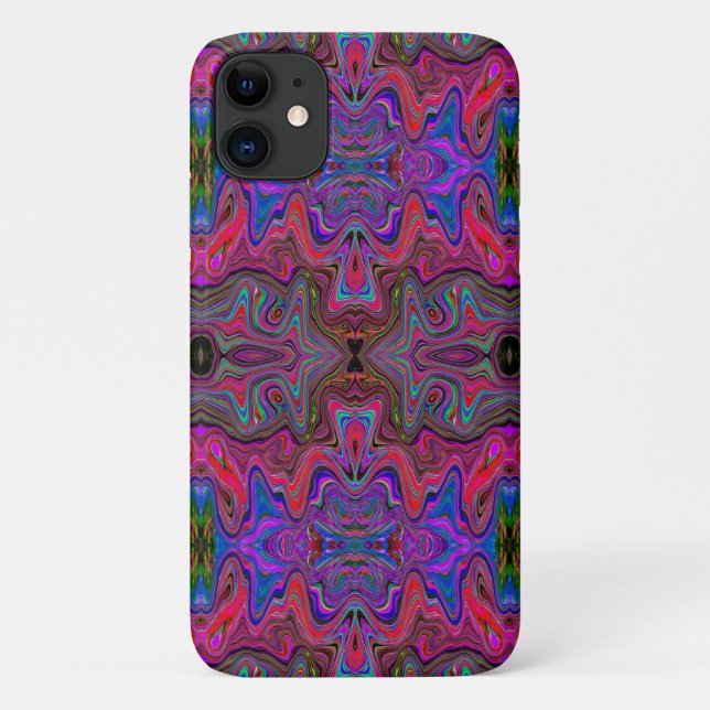 Coques Case-Mate iPhone Bleu et arc-en-ciel rouge Motif trippy (Dos)