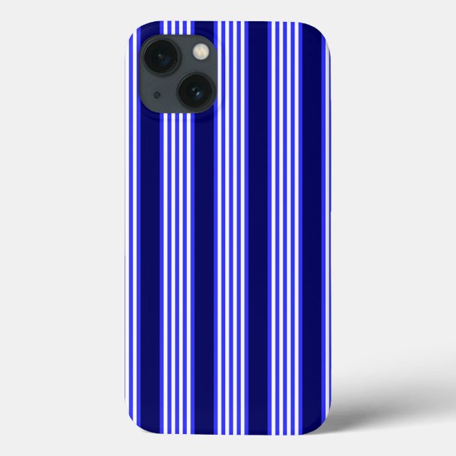 Coques Case-Mate iPhone Bleu et blanc cinq bandes motif (Verso)