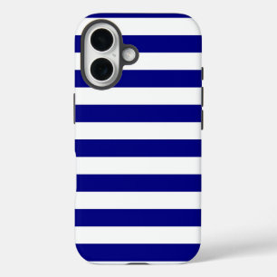 Coque Pour iPhone 16 Bleu et blanc de la marine