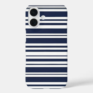 Coque Pour iPhone 16 Bleu et blanc de la marine classique