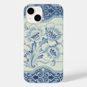 Coque Case-Mate iPhone Bleu et blanc Floral Victorian Majolica Antique