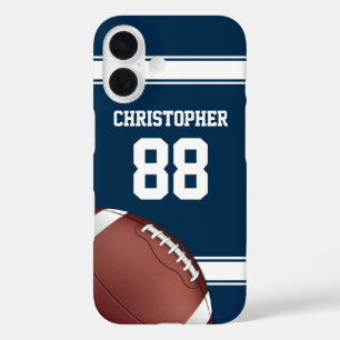 Coques iPhone 16 Bleu et blanc Grille Jersey Fer Football
