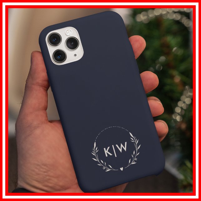 Coques Case-Mate iPhone Bleu et blanc | Monogramme des initiales modernes (Navy Blue and White | Modern Initials Monogram Case-Mate iPhone Case)