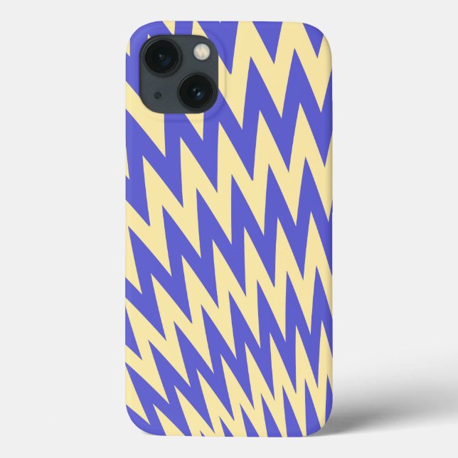 Coques Case-Mate iPhone Bleu et crème Zigzag Chevron Motif (Verso)