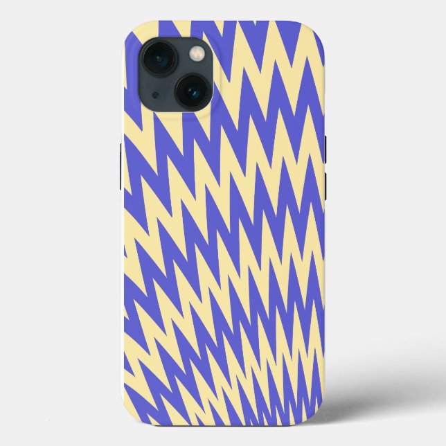 Coques Case-Mate iPhone Bleu et crème Zigzag Chevron Motif (Verso)