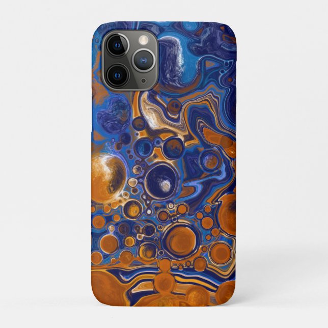Coques Case-Mate iPhone Bleu et cuivre Art moderne Abstrait (Dos)