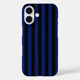 Coque Pour iPhone 16 Bleu et noir bonbons rayés