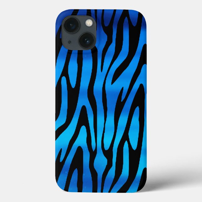 Coques Case-Mate iPhone Bleu et Noir Motif Zebra (Verso)