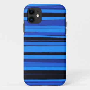 Coques Pour iPhone Bleu et noir rayures graphiques