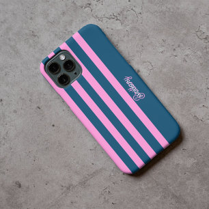Coque iPhone 16 Pro Bleu et rose Motif  personnalisé