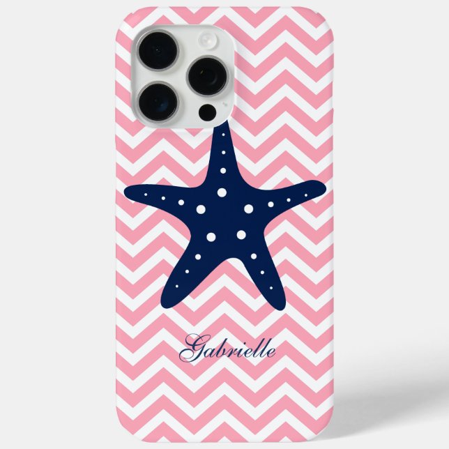 Coques Case-Mate iPhone Bleu et rose Zigzags Motif Starfish (Verso)