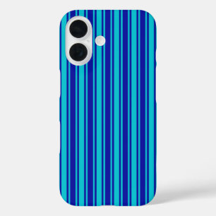 Coque Pour iPhone 16 Bleu et turquoise bandes bonbons Coque-Mate iPhone