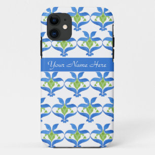 Coque Case-Mate iPhone Bleu et vert Art Nouveau Motif sur blanc