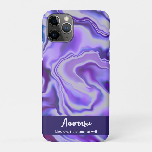 Coques Case-Mate iPhone Bleu et violet élégant marbre Abstrait personnalis (Dos)