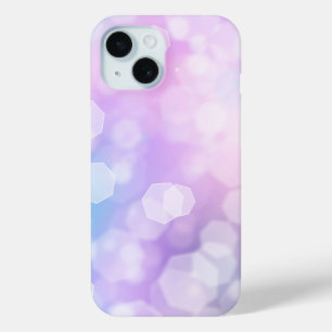 Coque Pour iPhone 15 Bleu fascinant et Bokeh de scintillement pourpre