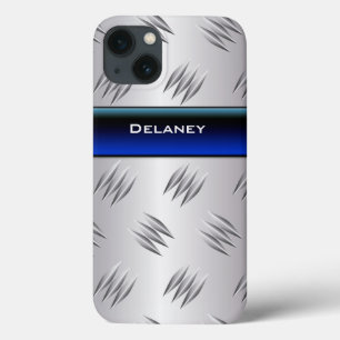 Coques Pour iPhone Bleu, FAUX Silver Diamond Plate iPad Mini Case