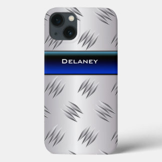 Coques Pour iPhone Bleu, FAUX Silver Diamond Plate iPad Mini Case