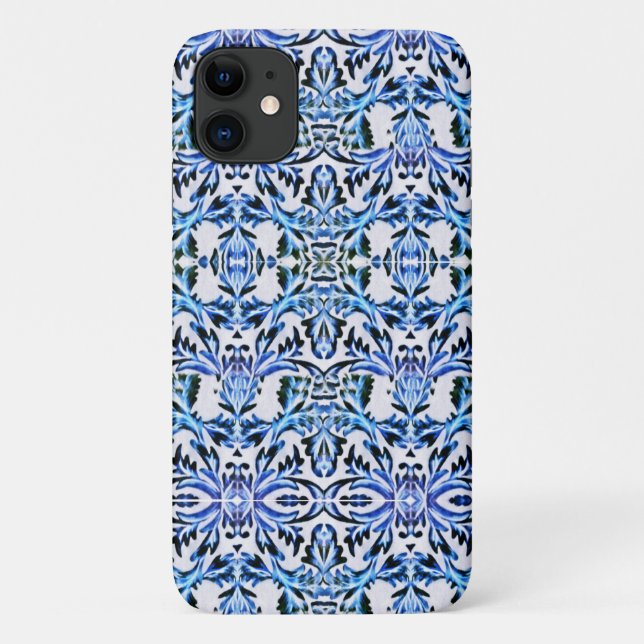Coques Case-Mate iPhone Bleu feuille fileté (Dos)