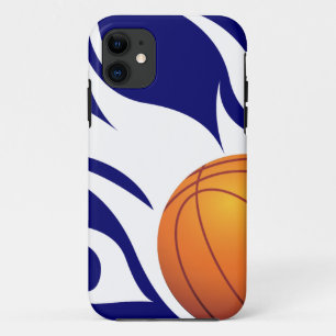 Coque Case-Mate Pour iPhone Bleu flamboyant et blanc de basket-ball