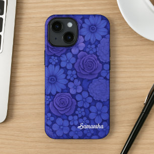 Coque Case-Mate iPhone Bleu floral élégant Botanique