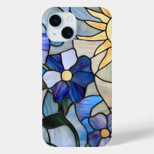 Coque Case-Mate iPhone Bleu Floral Verre verni Sun Art pour Amoureux des
