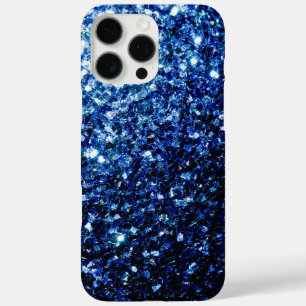 Coques iPhone 16 Pro Max Bleu foncé profond brillant faux paillettes scinti