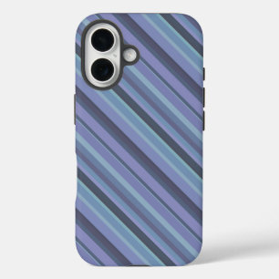 Coque Pour iPhone 16 Bleu-gris bandes diagonales