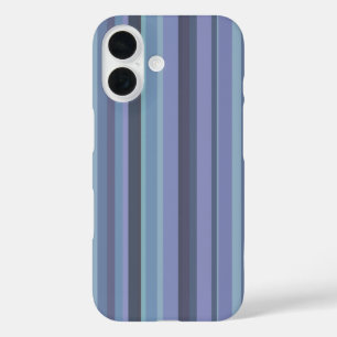 Coque Pour iPhone 16 Bleu-gris, bandes horizontales