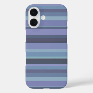 Coque Pour iPhone 16 Bleu-gris, bandes horizontales