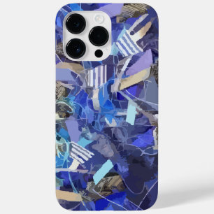 Coque Case-Mate iPhone Bleu indigo blanc gris abstrait bandes géométrique