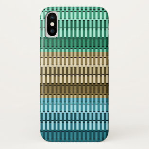 Coque iPhone X Bleu Jaune Vert élégant Moderne Motif Abstrait