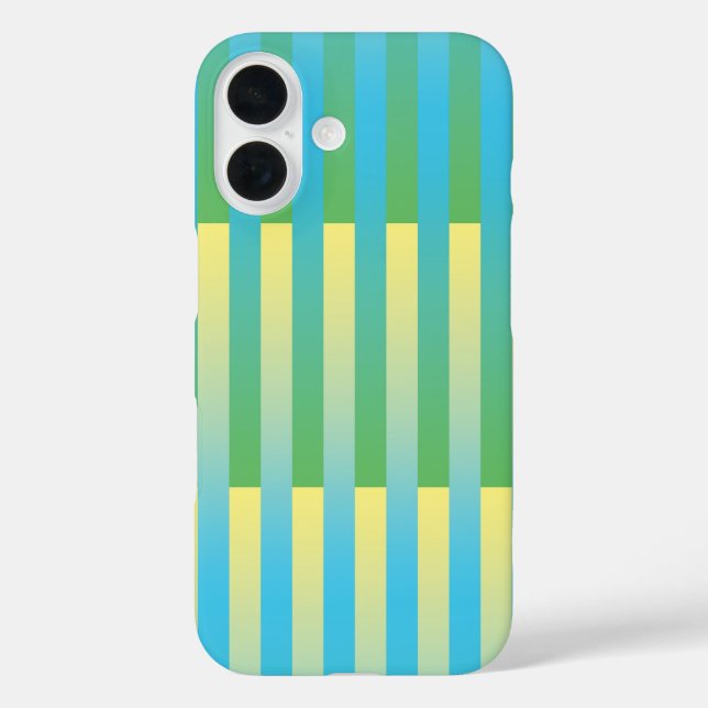 Coques Case-Mate iPhone Bleu Jaune Vert Motif Rayé (Verso)