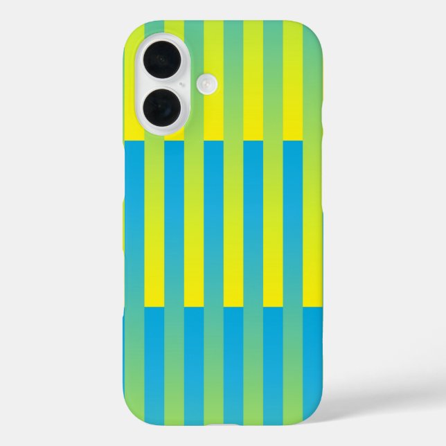 Coques Case-Mate iPhone Bleu Jaune Vert Motif Rayé (Verso)