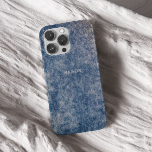 Coque iPhone 16 Pro Bleu Jeans Denim Laver Acide Efficace Téléphone bo