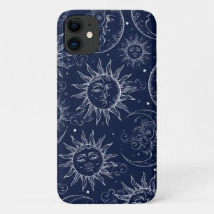 Case-Mate iPhone Case Bleu Magique Vintage Céleste Soleil Lune Étoiles